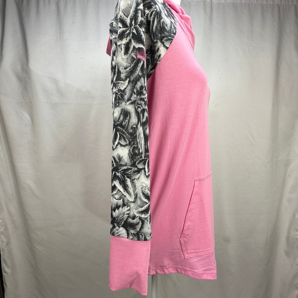 LuLaRoe Amber Hoodie Womens Small Pink Floral Breast Cancer Ribbon Pullover S - Picture 9 of 10